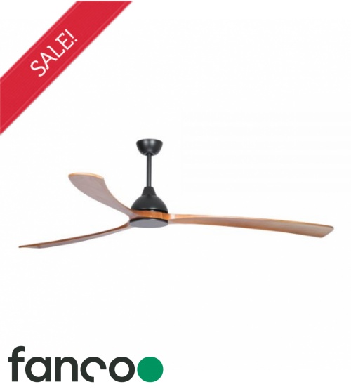 Fanco Sanctuary 3 Blade 92" DC Ceiling Fan with Remote Control in Black with Teak Blades